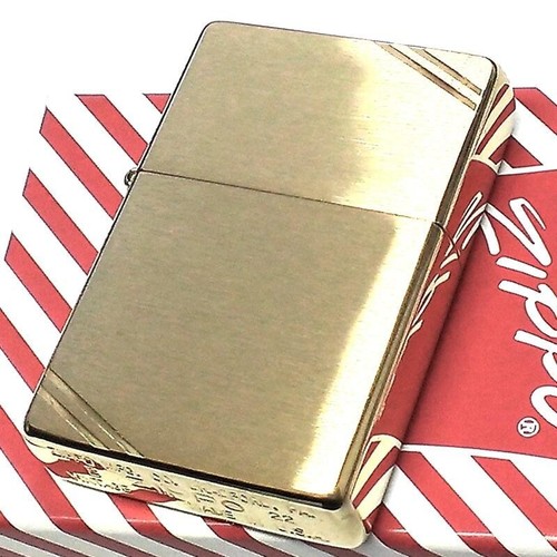 Zippo Oil Lighter 1937 Replica Flat Top Diagonal Line Gold Brass Satin Japan - Picture 2 of 6