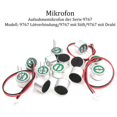 MARKENLOS Micrófono Electret Micrófono 9767 9x7mm 2Pin MIC Micrófono Cápsula Omnidireccional