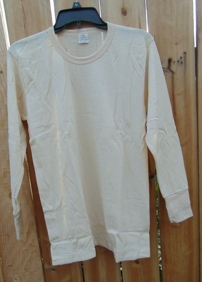 Italienische Armee Thermo-Unterwäsche Long John Top – Wollmischung, Beige, Neu Aus Lagerauflösung (Größe S/M/L)