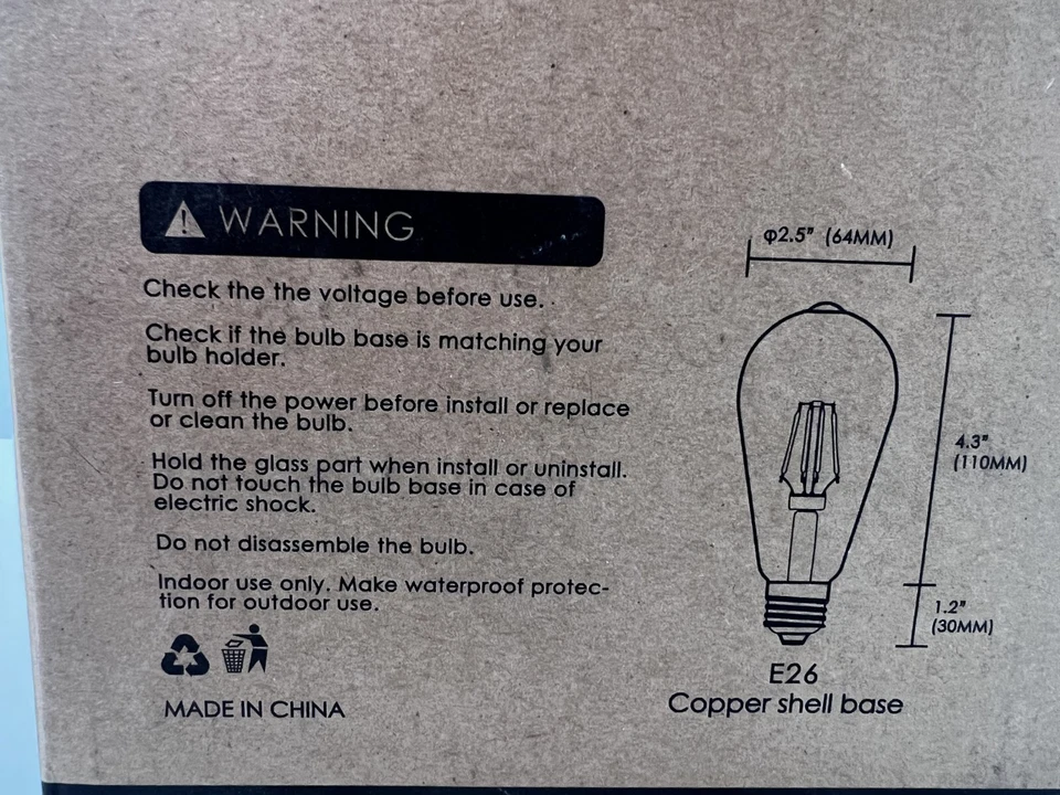 4 PK Gold Glass Light Bulb ST64 Edison Bulb E26 Base 120V 60W Vintage Style - Image 3 of 4