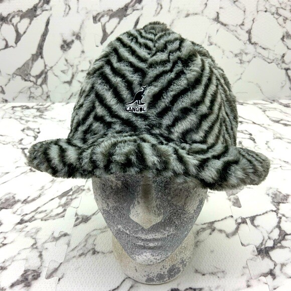 Kangol Fuzzy Grey Black Faux Fur Casual Hat