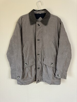 #ad #ad Field Master Barn Chore Jacket Mens Large Brown Quilted Lined Leather Trim Coat $65.95