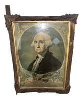 Antique George Washington  Tramp Art Frame Wi...