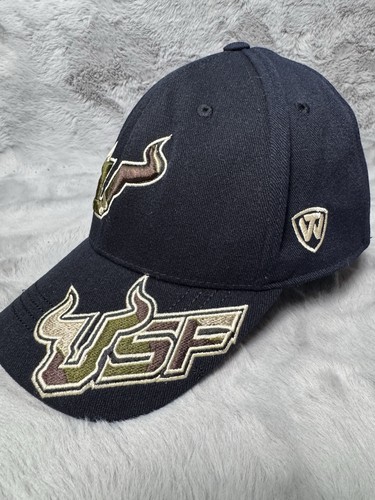 University of South Florida Bulls Hat Cap Fitted One Size Black Top of the World - Picture 2 of 9