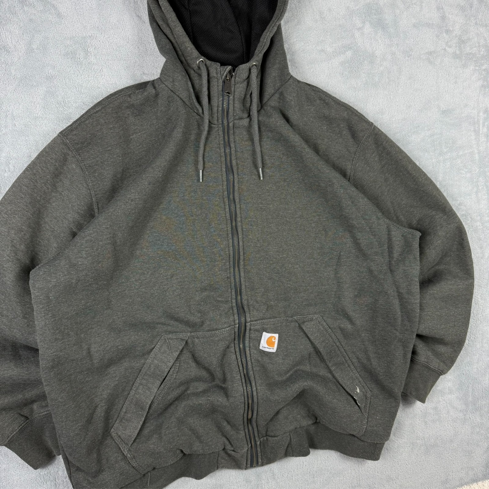 Vintage Carhartt 2000s Heavyweight Lined Rain Defender Grey Loose Fit XL Hoodie image 3