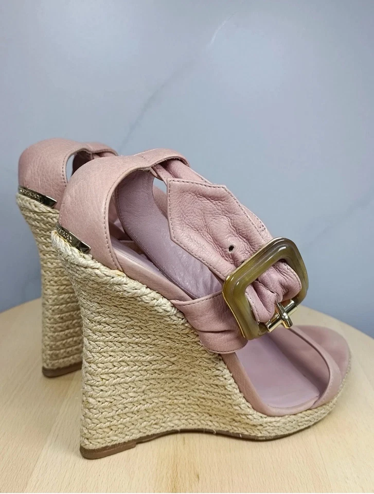 Burberry Catsbrook Alpargata Cuero Cuñas Rosa Antiguo Visto en Jennifer Anniston Foto 3 de 4