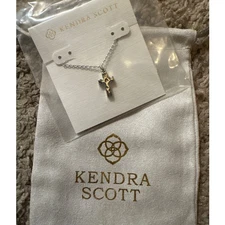 Kendra Scott Silver Tone Cross Charm Necklace Adjustable Chain