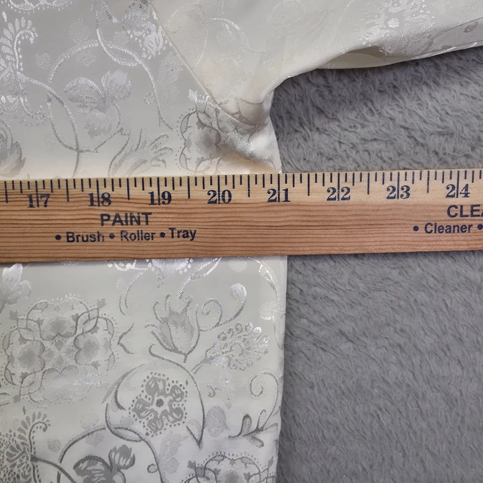 Adonna Nightgown Women S White Satin Floral Jacquard Lace Pearl Cottagecore VTG - Image 2 of 4