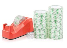 Cute Desk Tape Dispensers, 1 Pack with 12Rolls Transparent Tape, 1 Inch Red