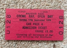 British Rail Ticket 1972 Crewe Works Open Day 17/09/72 In Very Good Condition