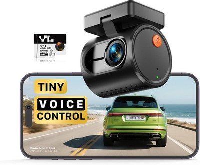 KAWA 2K Dashcam Mini Auto Sprachsteuerung 32GB SD Karte WDR