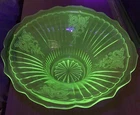 VINTAGE Anchor Hocking Mayfair Open Rose Bowl 11,5" URANIUM Made in USA 1930's