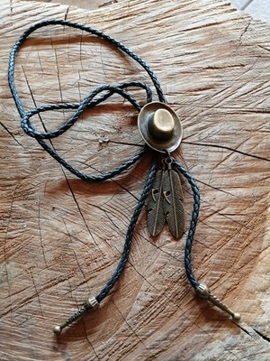 Bolotie Westernkrawatte - Western Country- Messing und Lederband