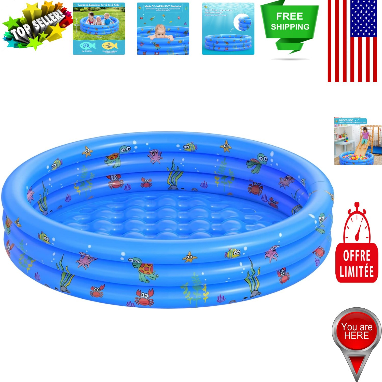 Versatile Inflatable Pool for Toddlers – Perfect for Play, Parties, and Pets