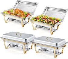 4 Pack Stainless Steel 8QT Chafing Dish Buffet Set Food Warmer Dishes for Party