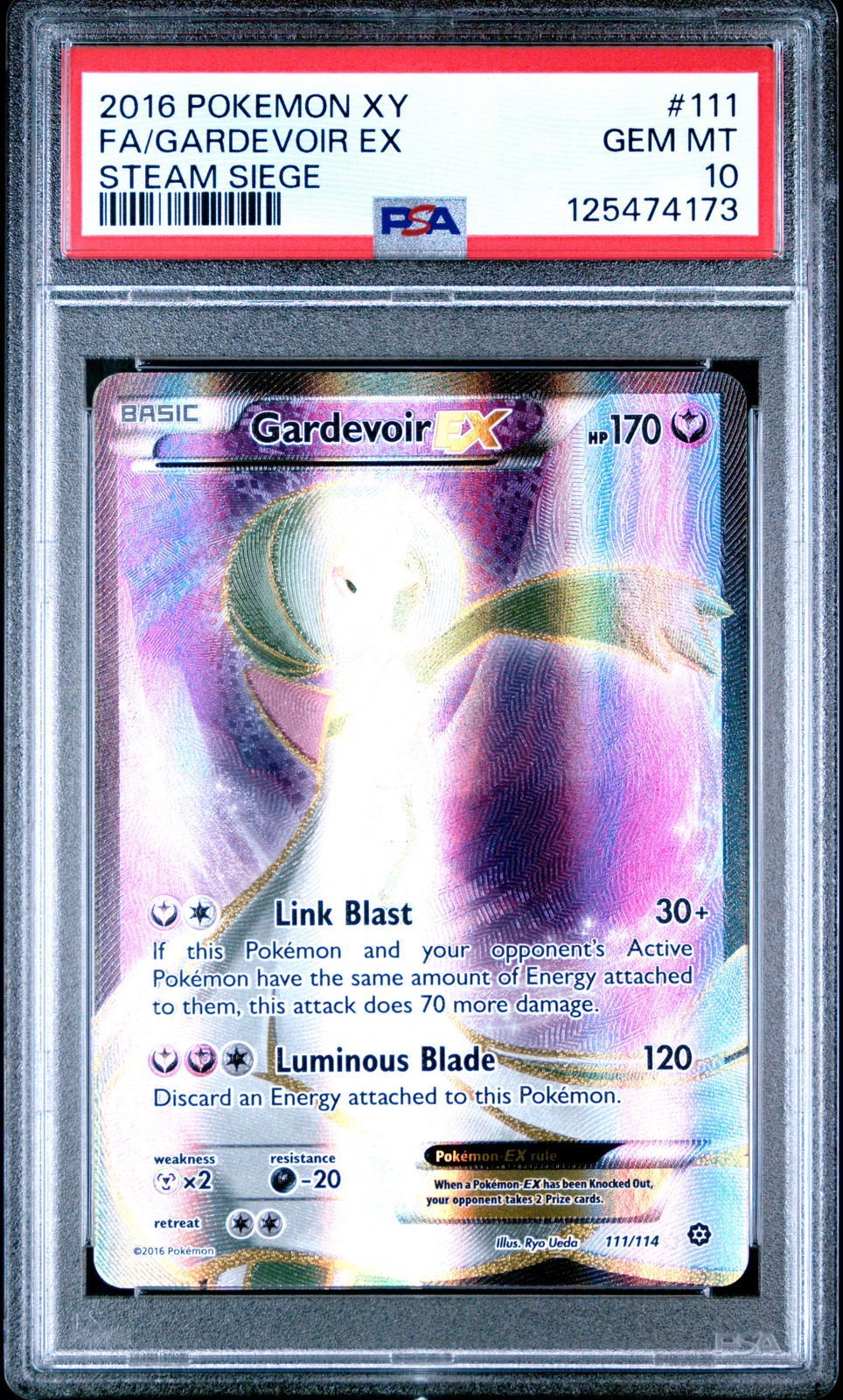 2016 POKEMON XY STEAM SIEGE #111 FULL ART/GARDEVOIR EX PSA 10