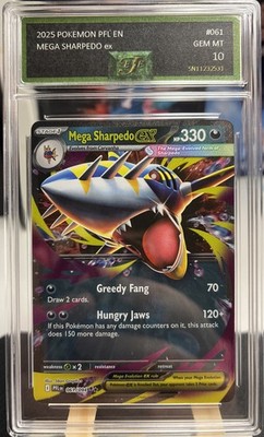 Mega Sharpedo EX 061/094 Graded Gem Mint 10 🔥 Phantasmal Flames