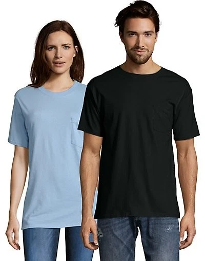 Hanes Mens T Shirt with Pocket Tagless Comfort Soft Tees Tops Blank Plain Adult