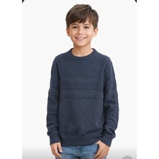 Cat  Jack Boys Navy Blue Textured Stripe Cotton Knit Sweater L 10/12 RN17730