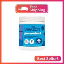 Wellah Pre-Workout Drink Mix Blue Raspberry 30 Servings