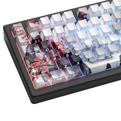 Womier PBT Keycaps Set 130 Keys, Custom White Japanese Keyboard Doubleshot Dy...