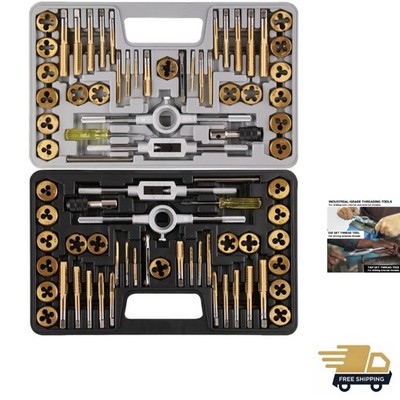 Comprehensive 80pcs Steel Tap and Die Set with Brass Coating in Storage Case