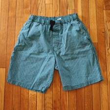 Vintage 90s Striped Belted River Shorts Mens L 34 36 Teal Blue Beach Surf Skate