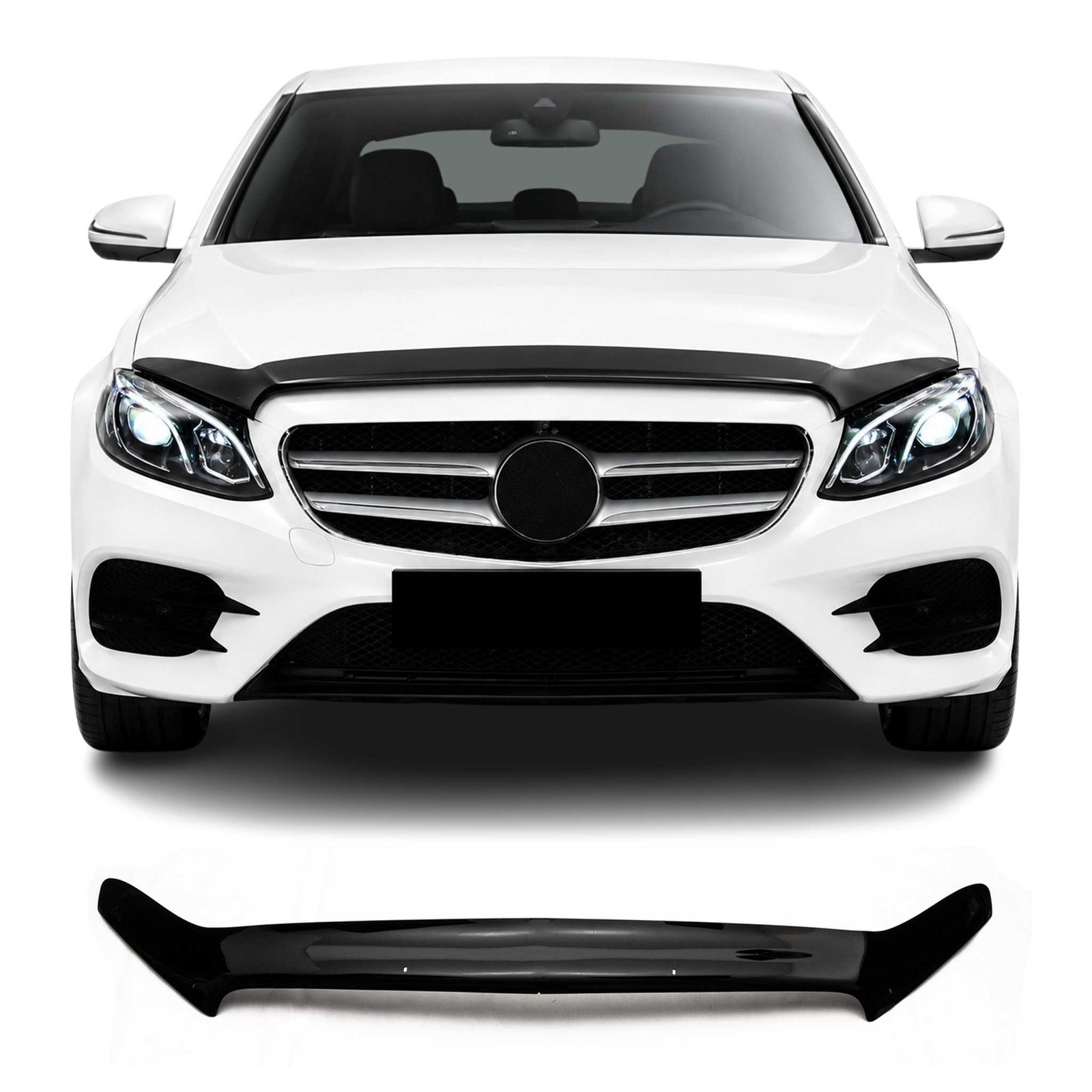Déflecteur de capot pour Mercedes Classe E W213 en acrylique noir de 2016 à 2023