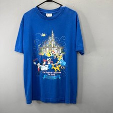 Vintage Walt Disney World T Shirt L Blue Crewneck Cinderella Castle Graphic