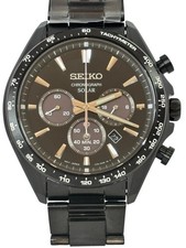 NEW SEIKO S-Series SBPY187 Solar Chronograph Black Dial Men's Watch JAPAN