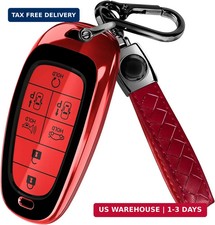 Lucrum Compatible with Hyundai Key Fob Cover  Leather Keychain, Keyfob Case for