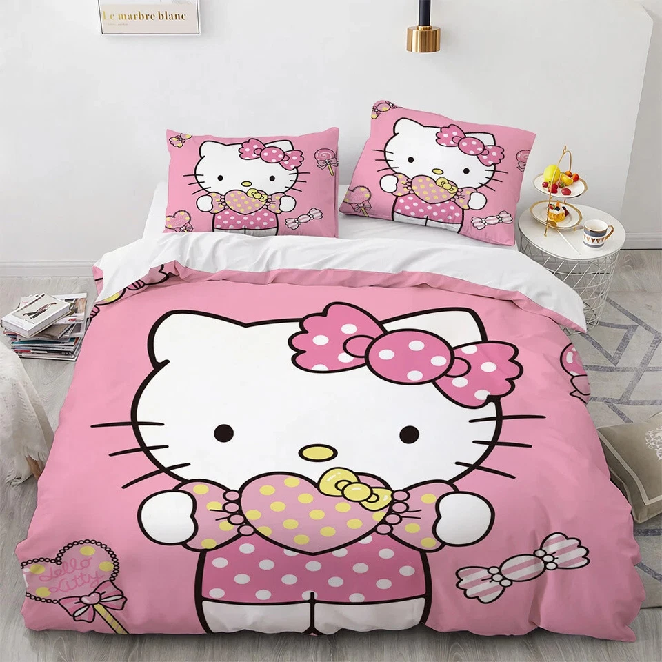 Bed Sets 3D Hello Kitty Bedding Cover Suit King Size Polyester Quilt Cover Set - image 3 of 4