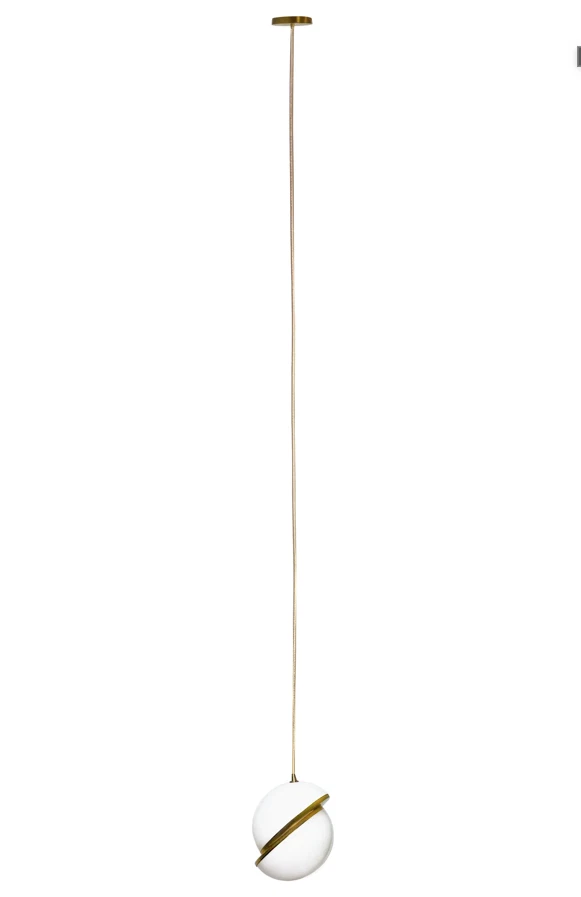 Lámpara Colgante Globo Bianca 6′′ - Acrílico Blanco y Latón Foto 3 de 4