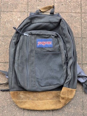 Vintage Y2K Black Jansport Suede Leather Bottom Backpack | eBay