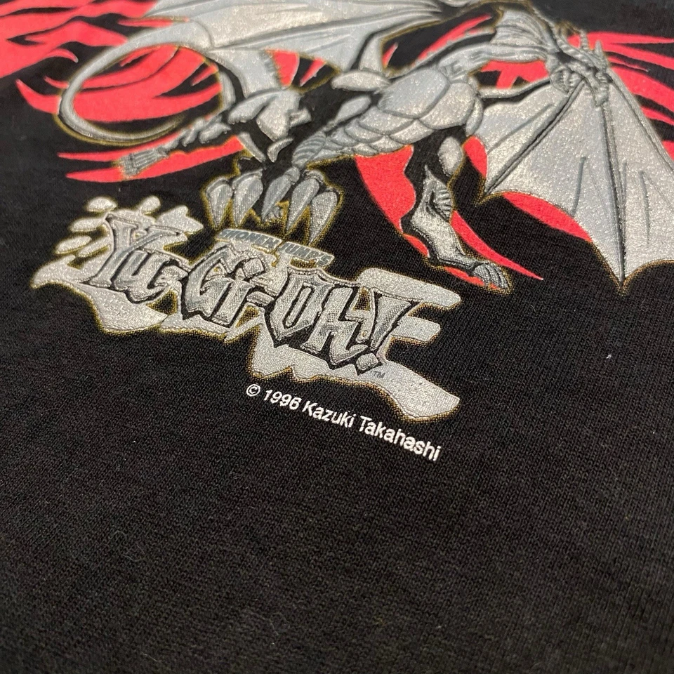 Vintage Kids Yu-Gi-Oh 1996 Long Sleeve Tee Shirt Top Black S 6/7 90s Y2K Dragon - Image 3 of 4