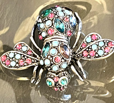 VINTAGE JOAN RIVERS RARE MULTI STONE, TURQUOISE BUMBLE BEE BROOCH GORGEOUS!