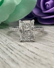 3.1 Ct Radiant Moissanite Women's Anniversary Ring 14K White Gold Plated