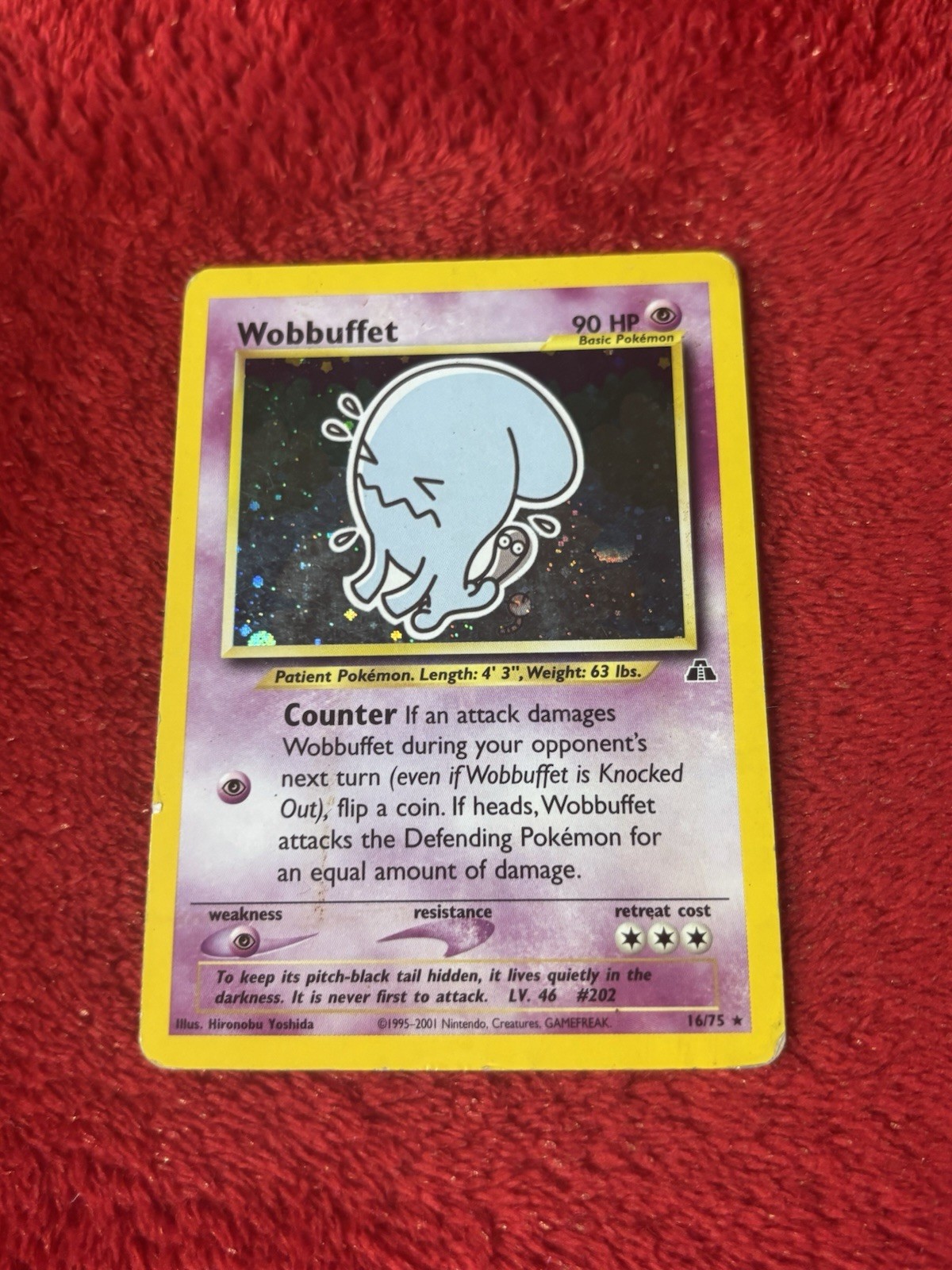 Wobbuffet 16/75 Neo Discovery Holo Vintage Pokemon Card Played