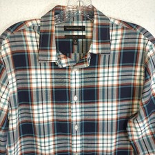 Banana Republic Men's Button-Up Shirt Size M Slim Fit Blue Plaid Medium Long Slv
