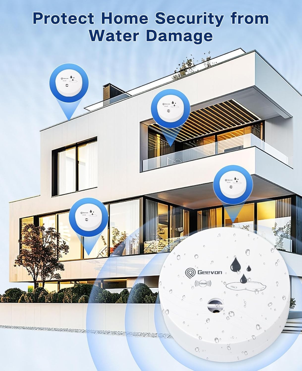 Compact 10 Pack Water Leak Alarms with 100dB Alert - Home Safety Essentials thumbnail 10