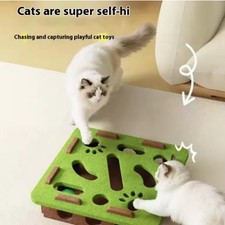 Interactive Felt Cat Puzzle Maze Green Round White Round Toys With Bell Ball