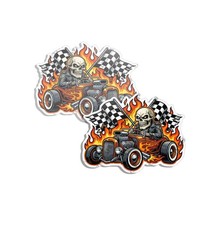 SKULL RACING Vinyl Decal Sticker for Car Truck motorcycle Bumper Window 2 PACK