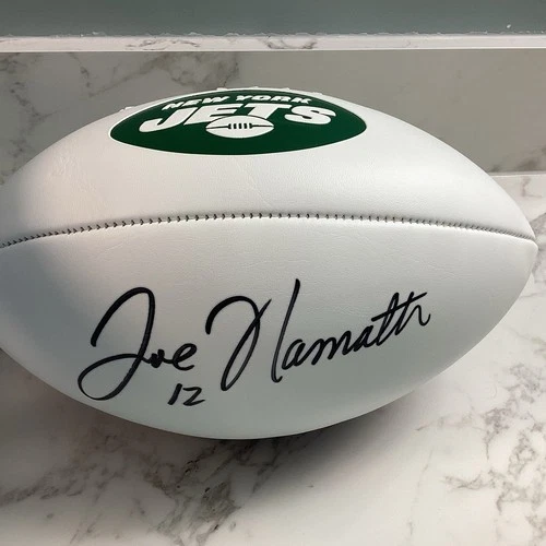 Joe Namath AUTOGRAPH NY Jets Logo Football w/ *GTSM Player Holo Sticker* SIGNED