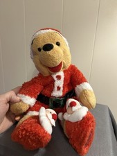Christmas Winnie the Pooh Santa Helper Suit  Hat 12" Plush Disney Store Holiday
