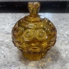 LE Smith Amber Moon and Stars Depression Glass Lidded Candy Dish!