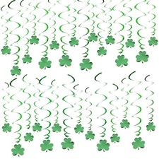 St.Patrick  s Day Hanging Shamrock Swirls Decorations 30Count , Lucky Irish Gr...