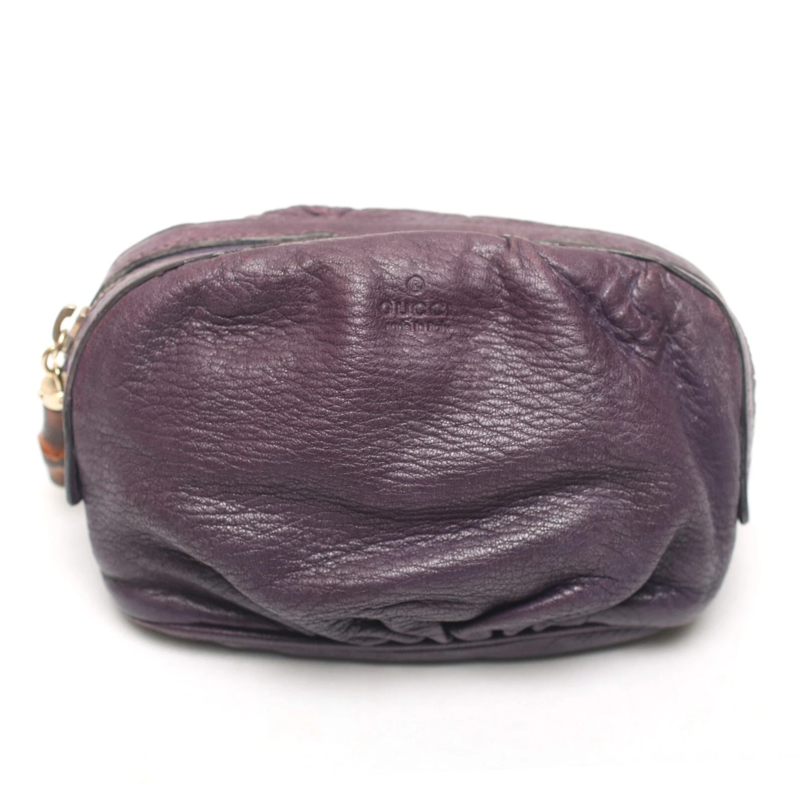 Pochette Gucci vintage années 90 cuir violet bambou Made in Italy