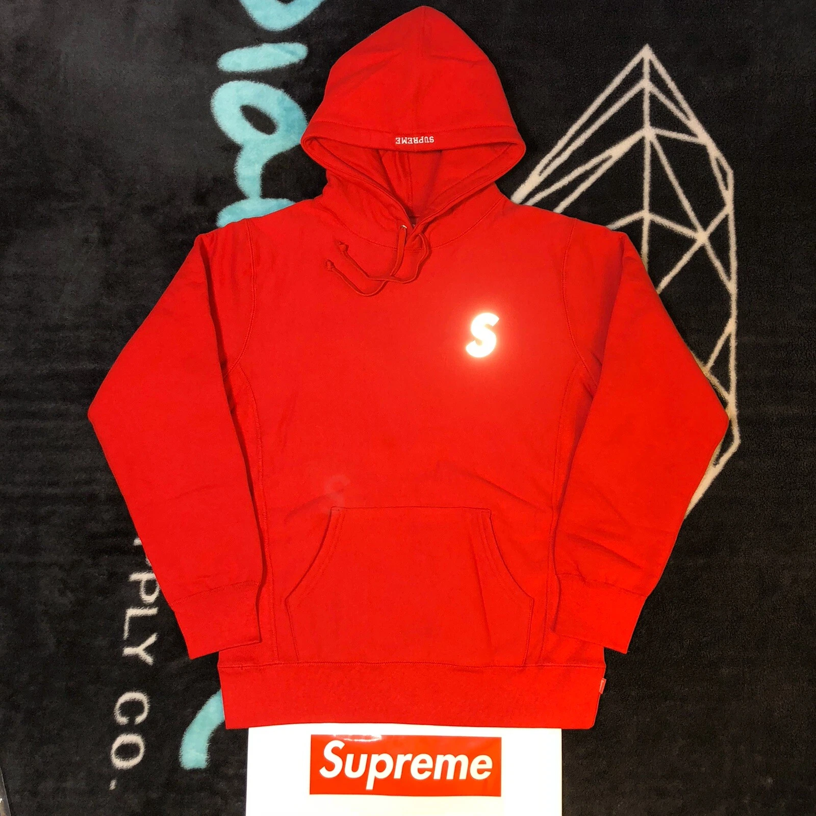 SWEAT À CAPUCHE LOGO SUPREME REFLECTIVE S (ROUGE) (GRAND) SS16 BOÎTE BANDANA LOGO TEE À CAPUCHE