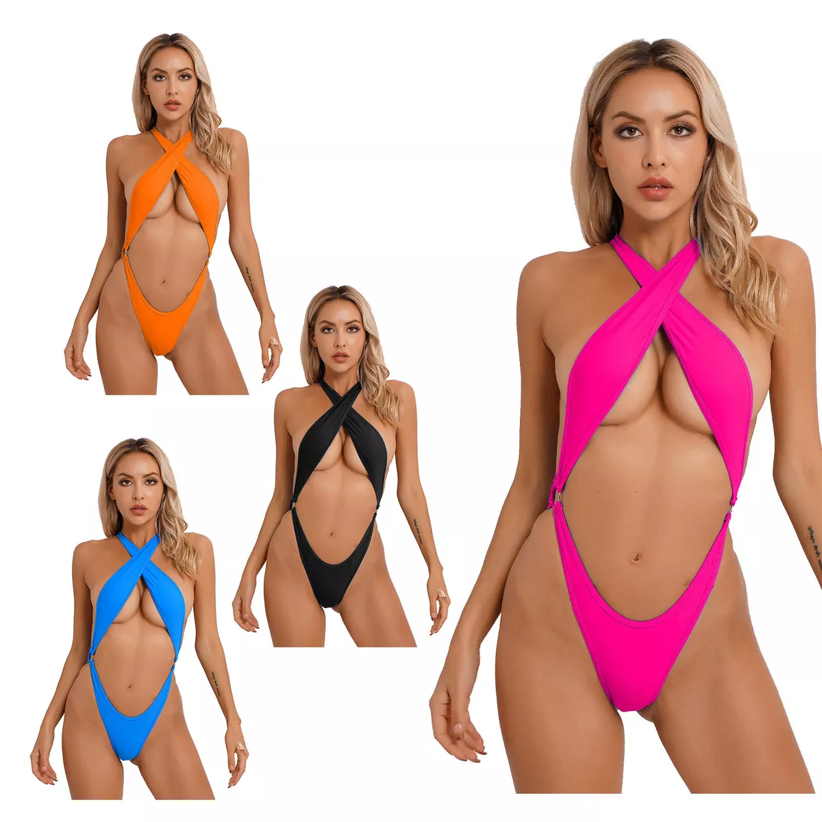 High Cut Sexy One Piece Bikini Thong Swimsuit Monokini Swimwear Leotard  Bodysuit