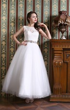 HBH Brautmode 7/8 Brautkleid Standsamtkleid mit Spitze aus fein Tüll